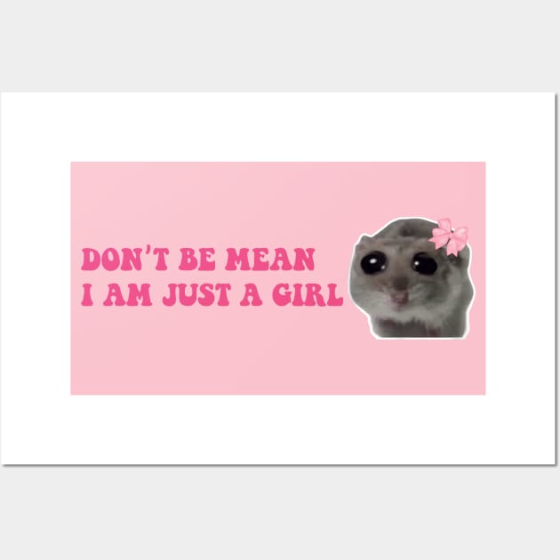 Sad Hamster, Don't Be Mean I am Just a Girl Wall Art by LaroyaloTees